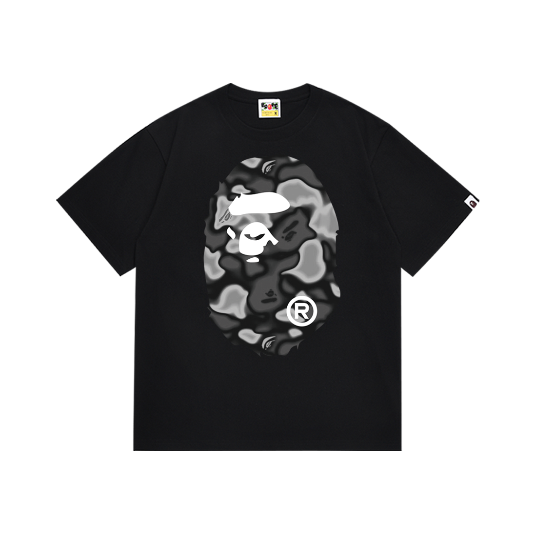 Men's spring and summer camouflage ape head print pattern short sleeve shirt men and women with the same style
