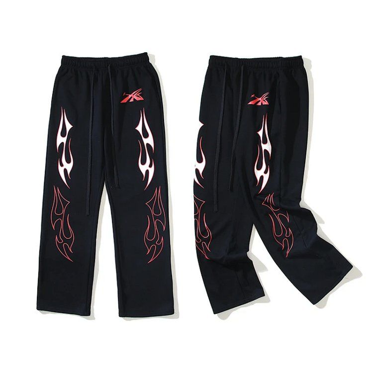 American Tide ins same side goddess Sport print retro straight leg pants