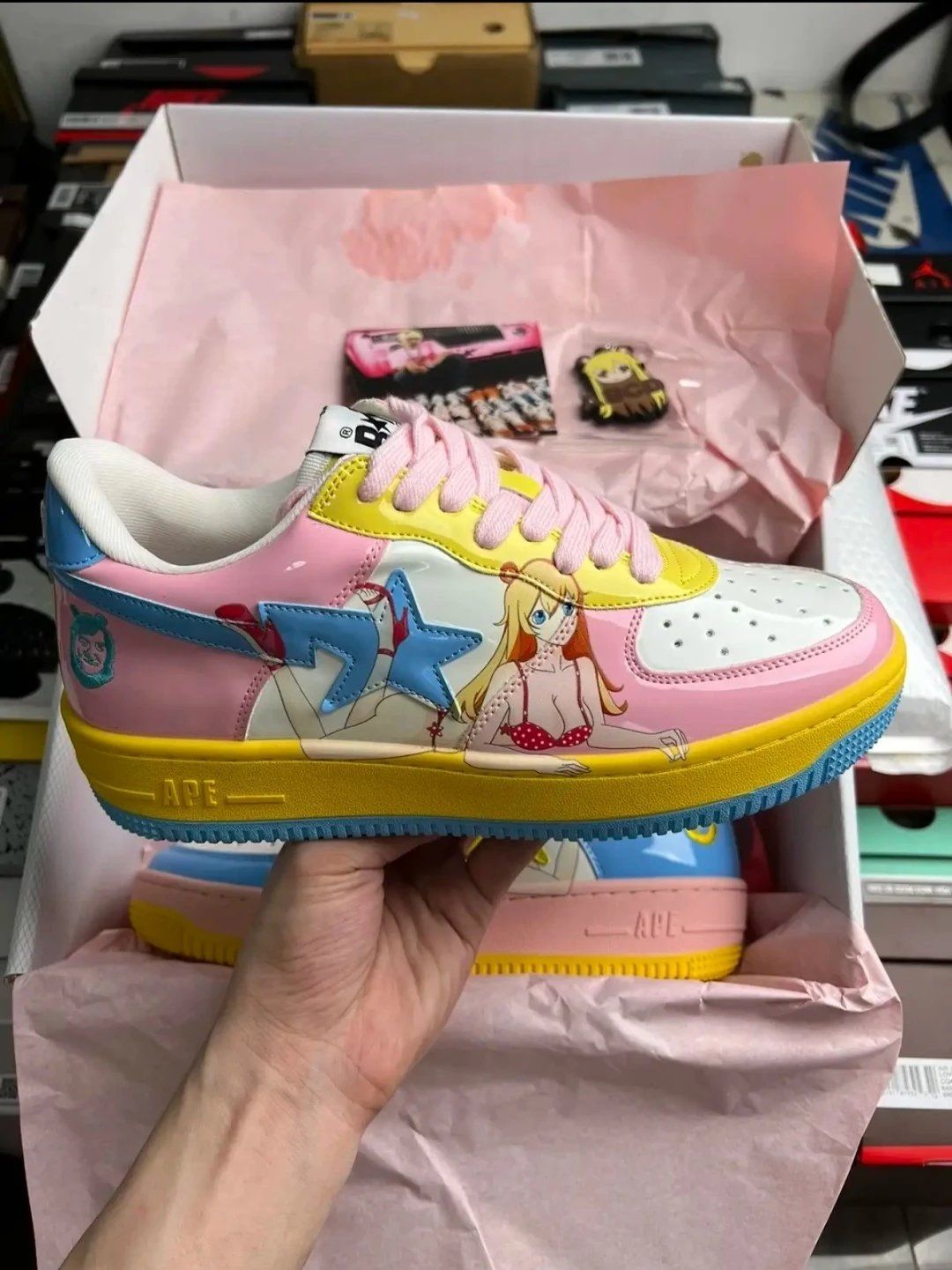 APE Custom Anime Sneaker Pink Shoes