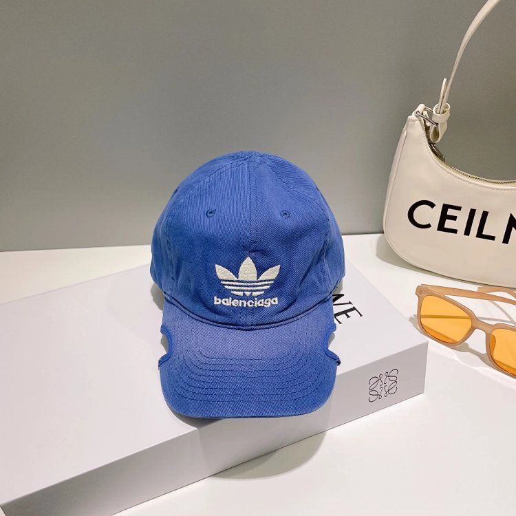 Balenciaga Adidas collaboration blue bowler hat