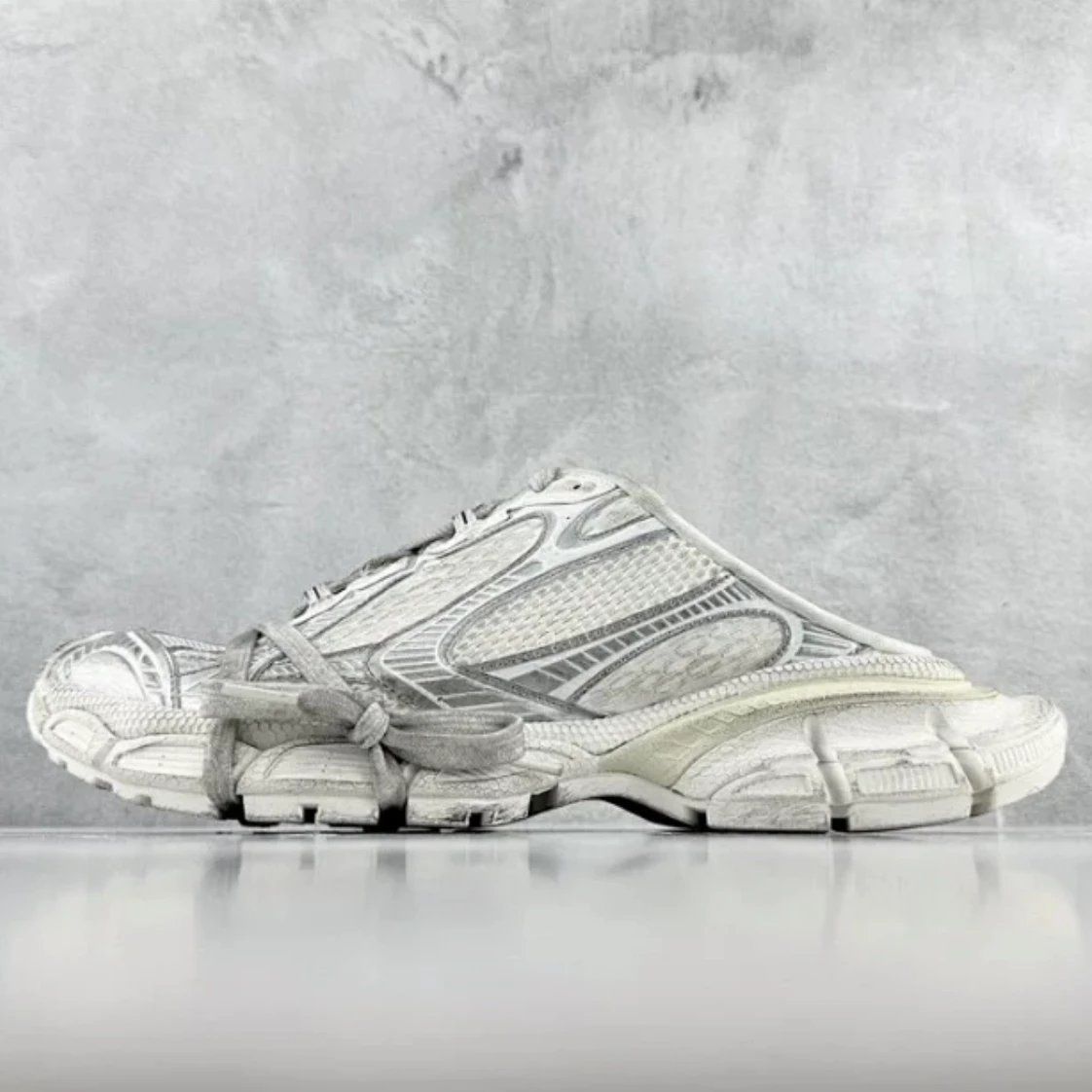 Balenciaga White Mesh Slippers