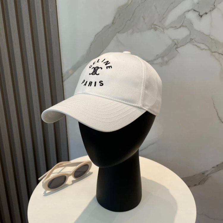 Celine Baseball Cap White Beige