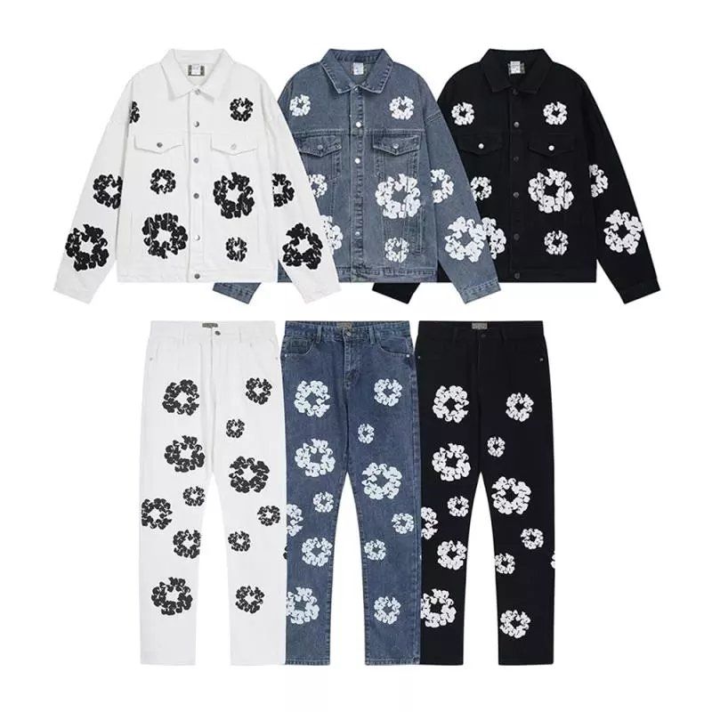 Denim Tears Casual Denim Jacket Coat Men's and Women's Jeans Set