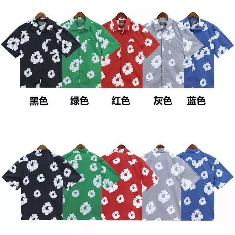 Denim Tears Loose American Casual Beach Short Sleeve Shirt