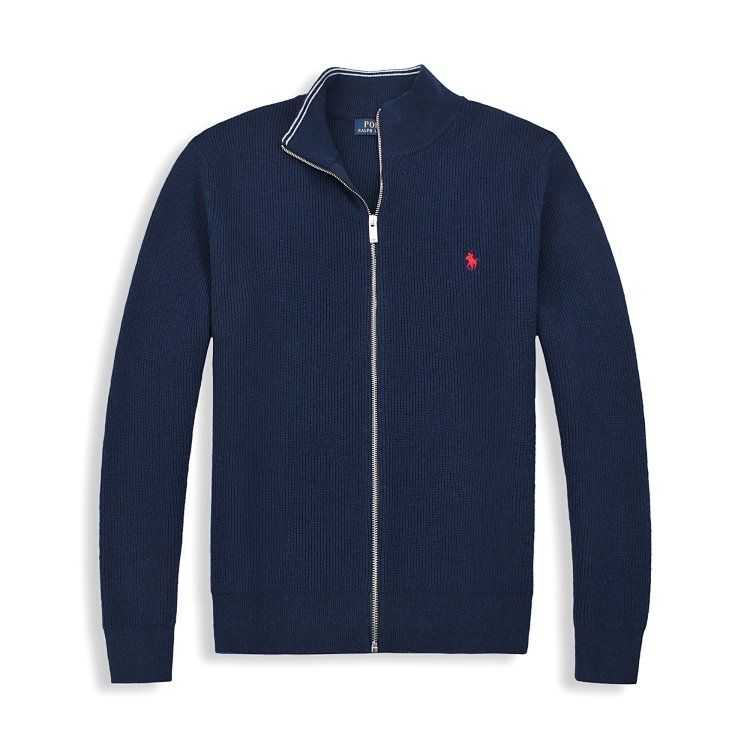 Fall new Ralph pony label men's casual half-high neck zipper knit cardigan sweater