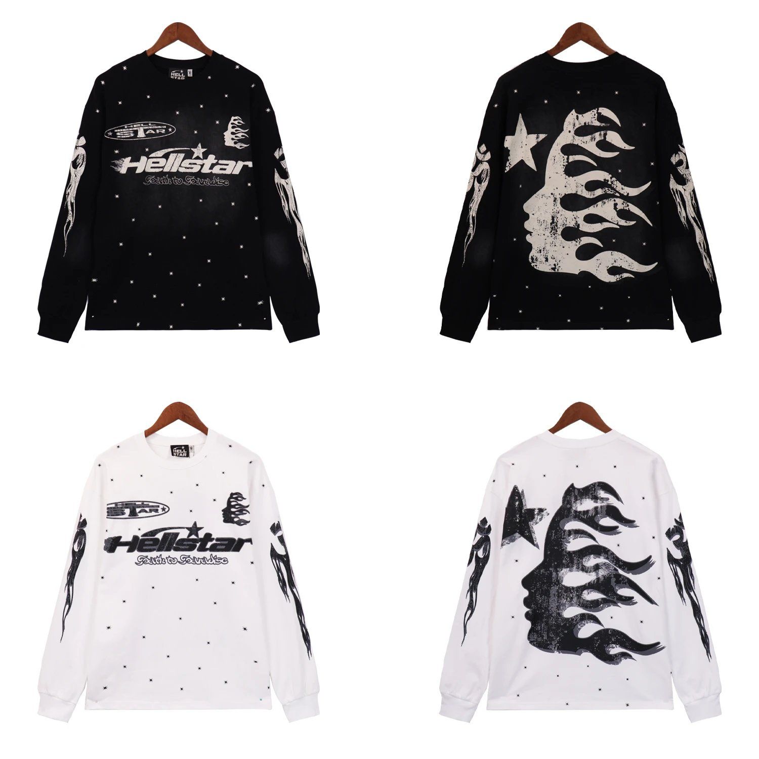 hellstar high street ins same retro washed do old mud print hooded sweatshirt trend men and women hoodie