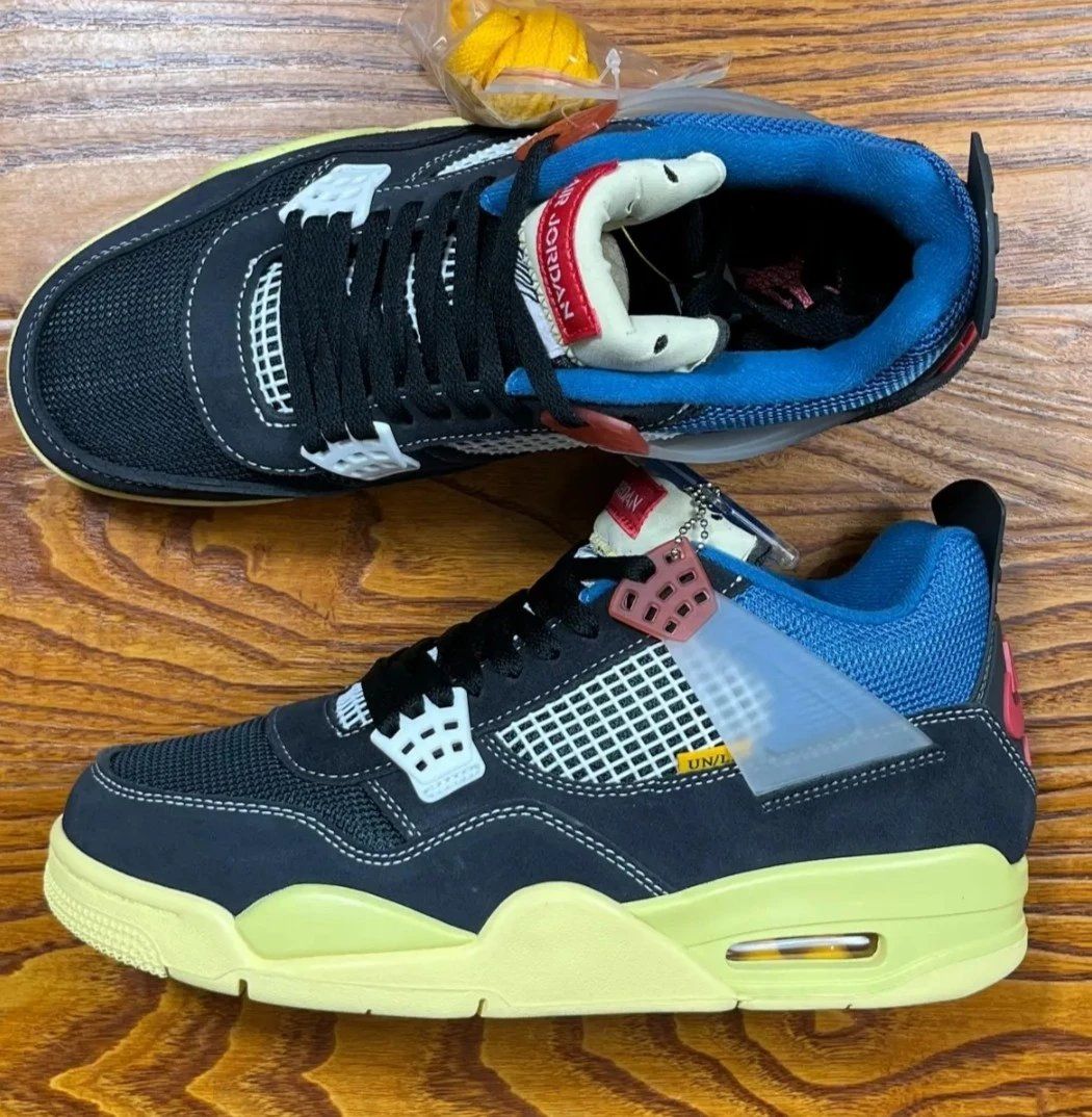 Jordan Air Jordan 4 Retro Black Blue Yellow Shoes