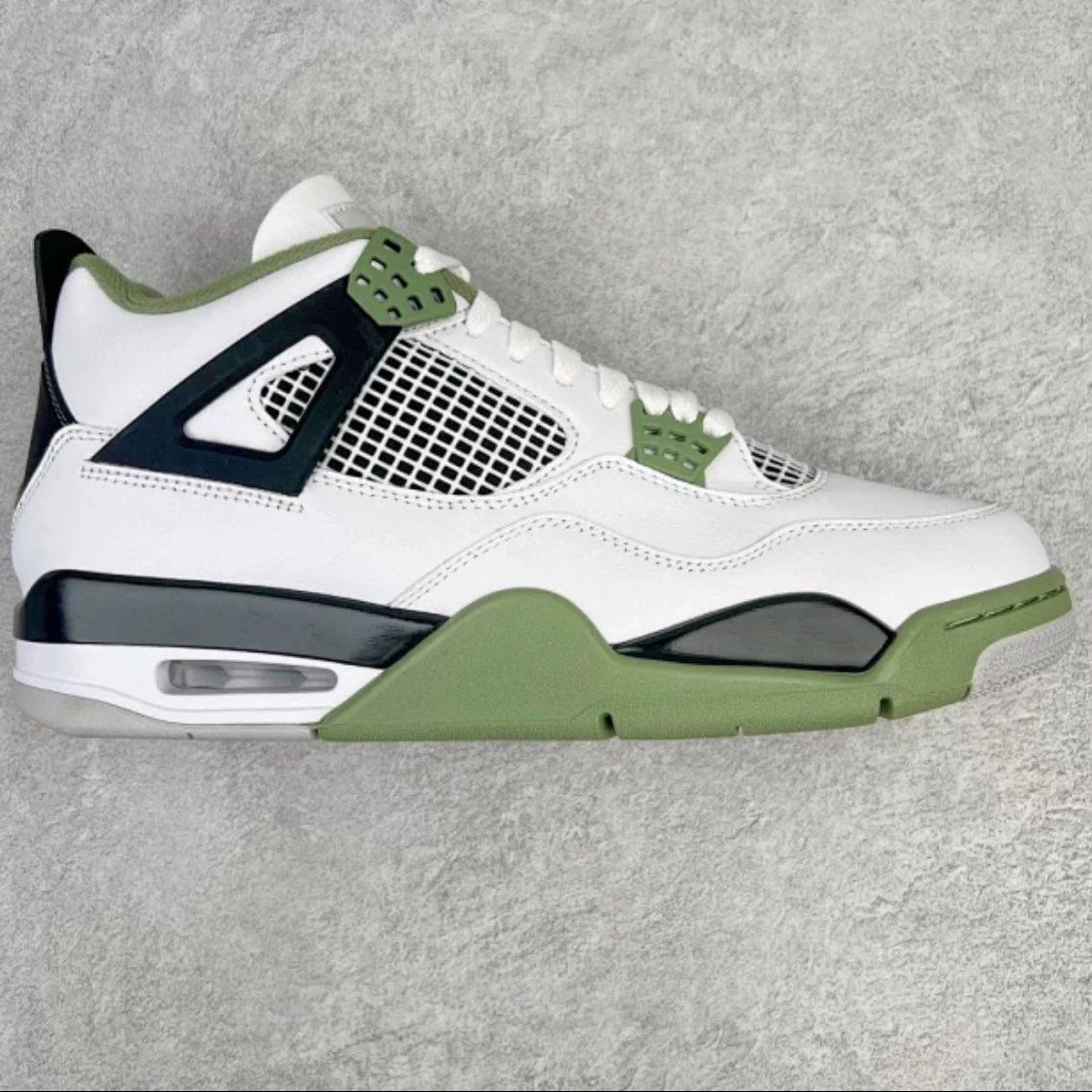 Jordan Air Jordan 4 Retro White Black Olive Green Shoes