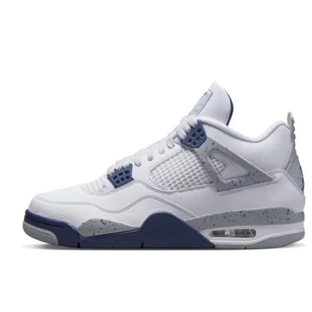 Jordan Air Jordan 4 Retro White Navy Blue Shoes