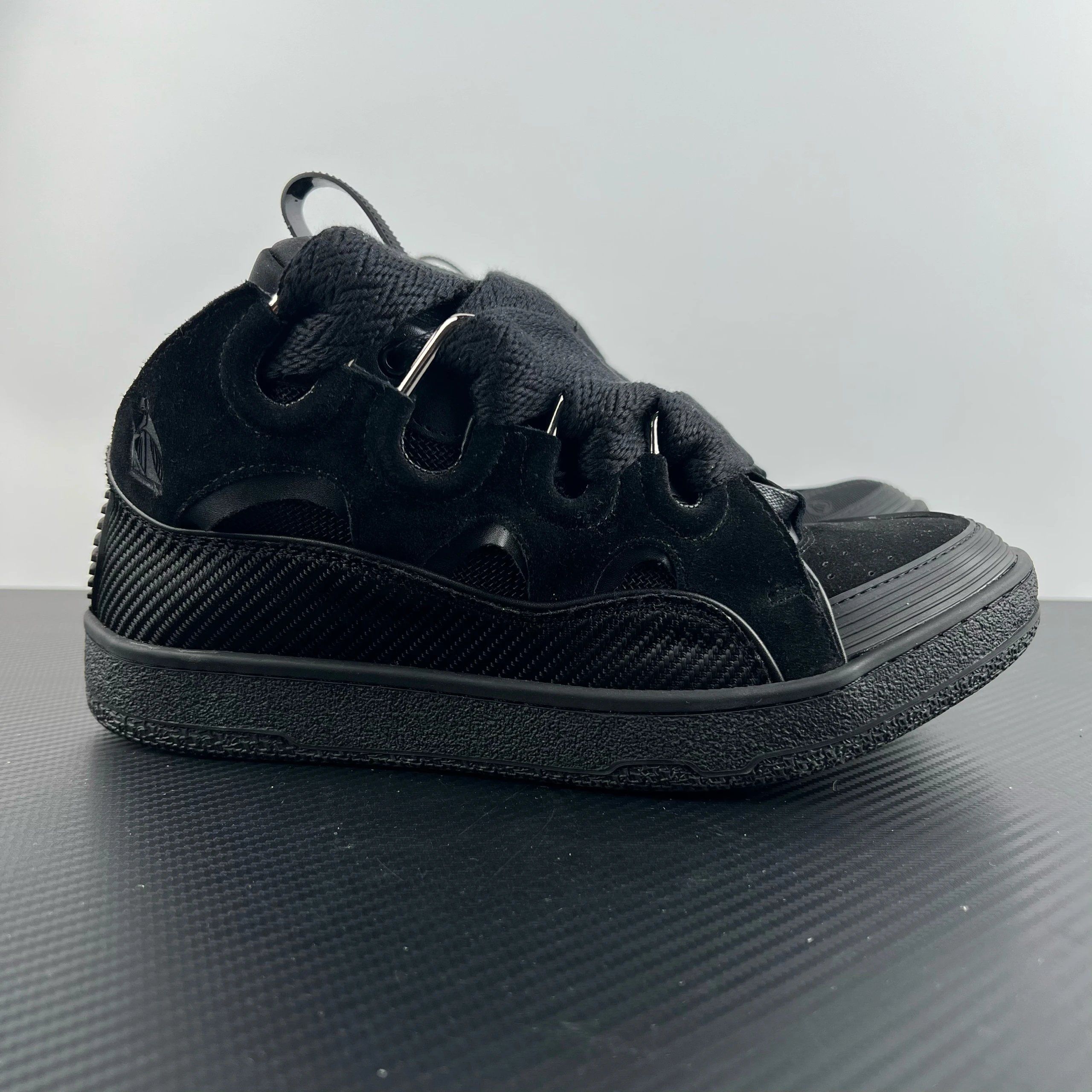 Lanvin Curb Leather Sneakers Black