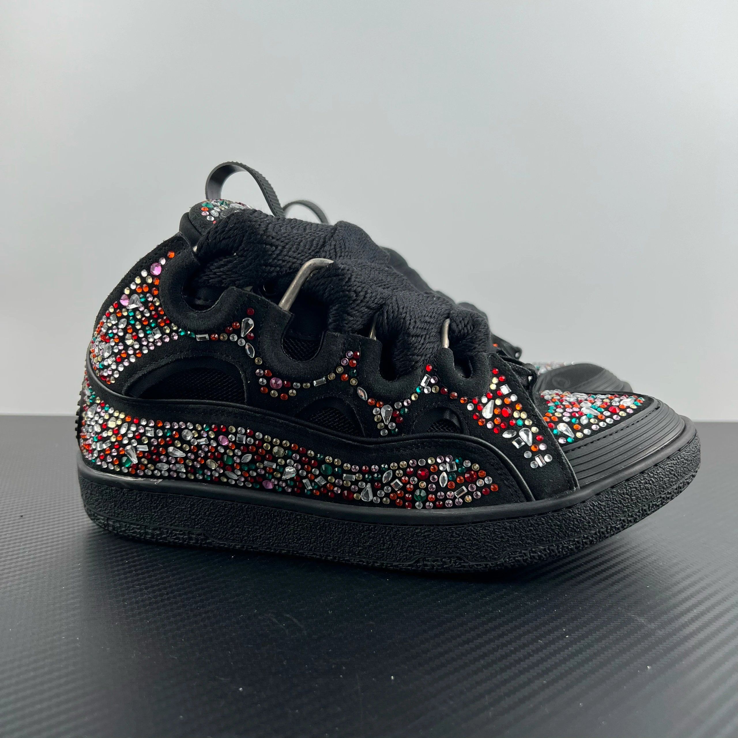 Lanvin Curb Leather Sneakers Black Shiny