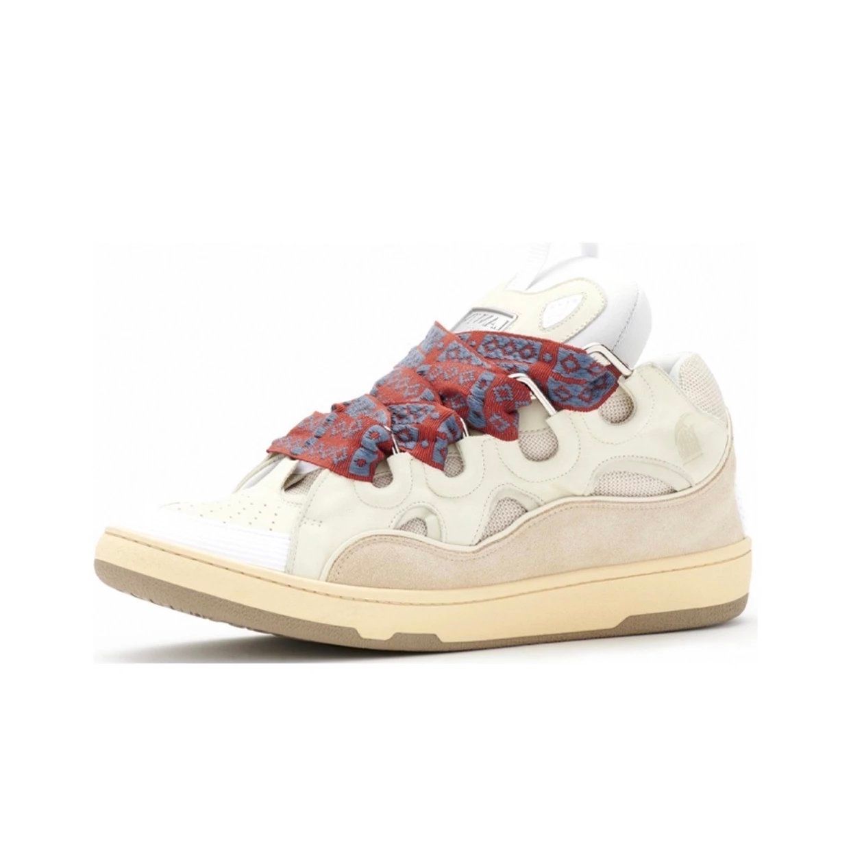 Lanvin Curb Leather Sneakers Blue Beige