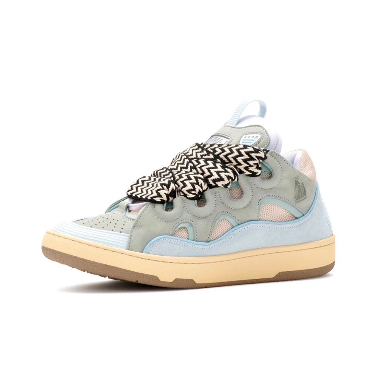 Lanvin Curb Leather Sneakers Blue Wave