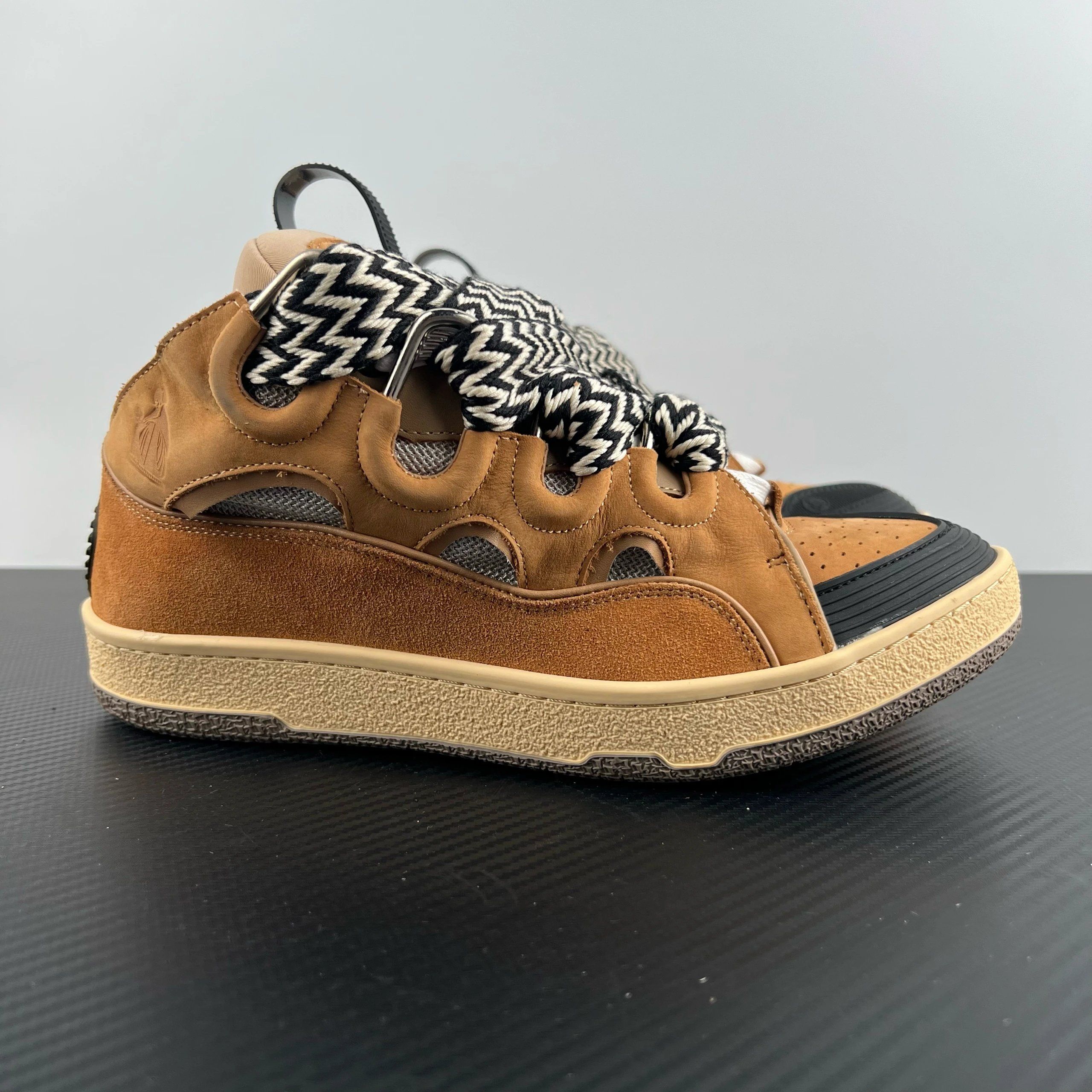 Lanvin Curb Leather Sneakers Brown