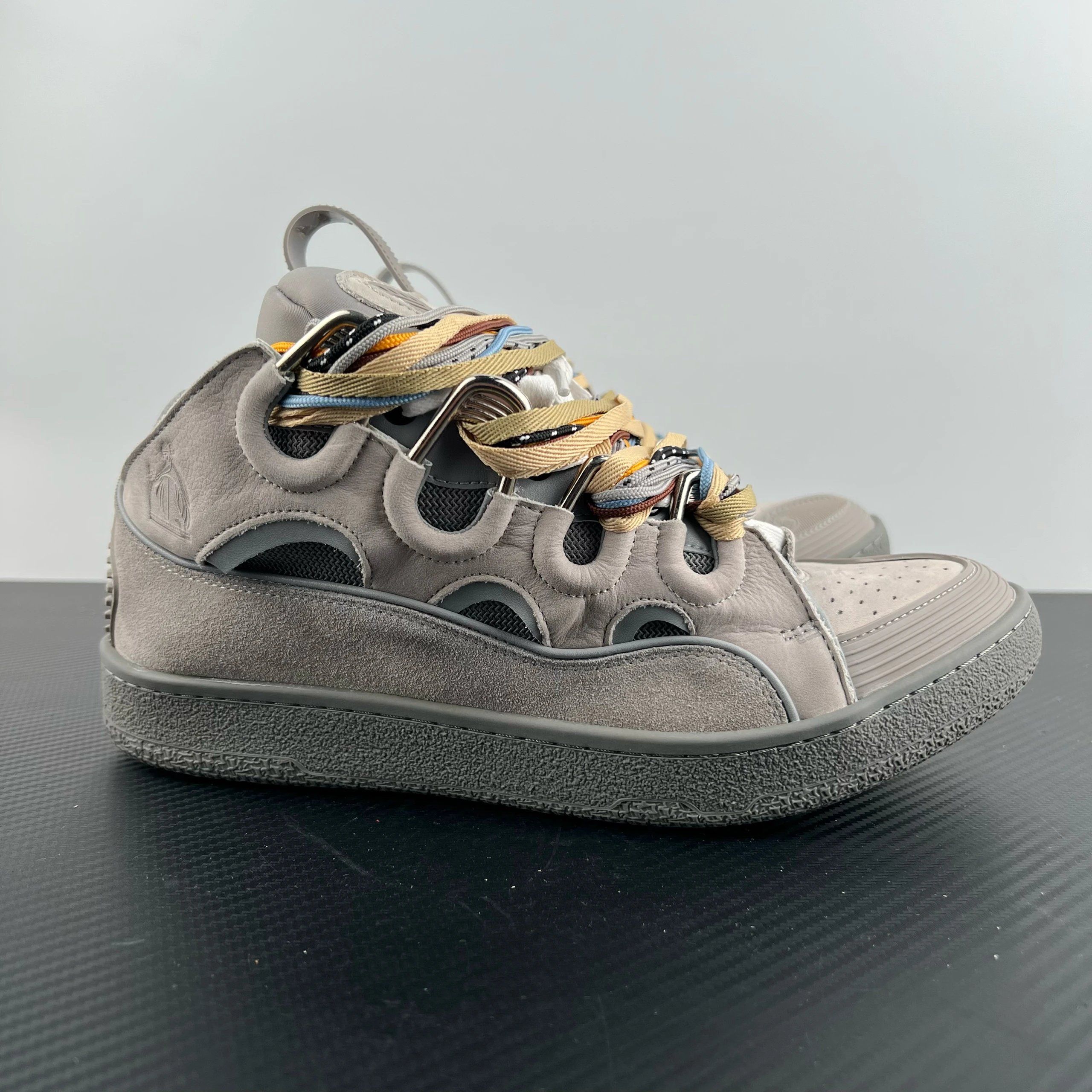 Lanvin Curb Leather Sneakers Curry