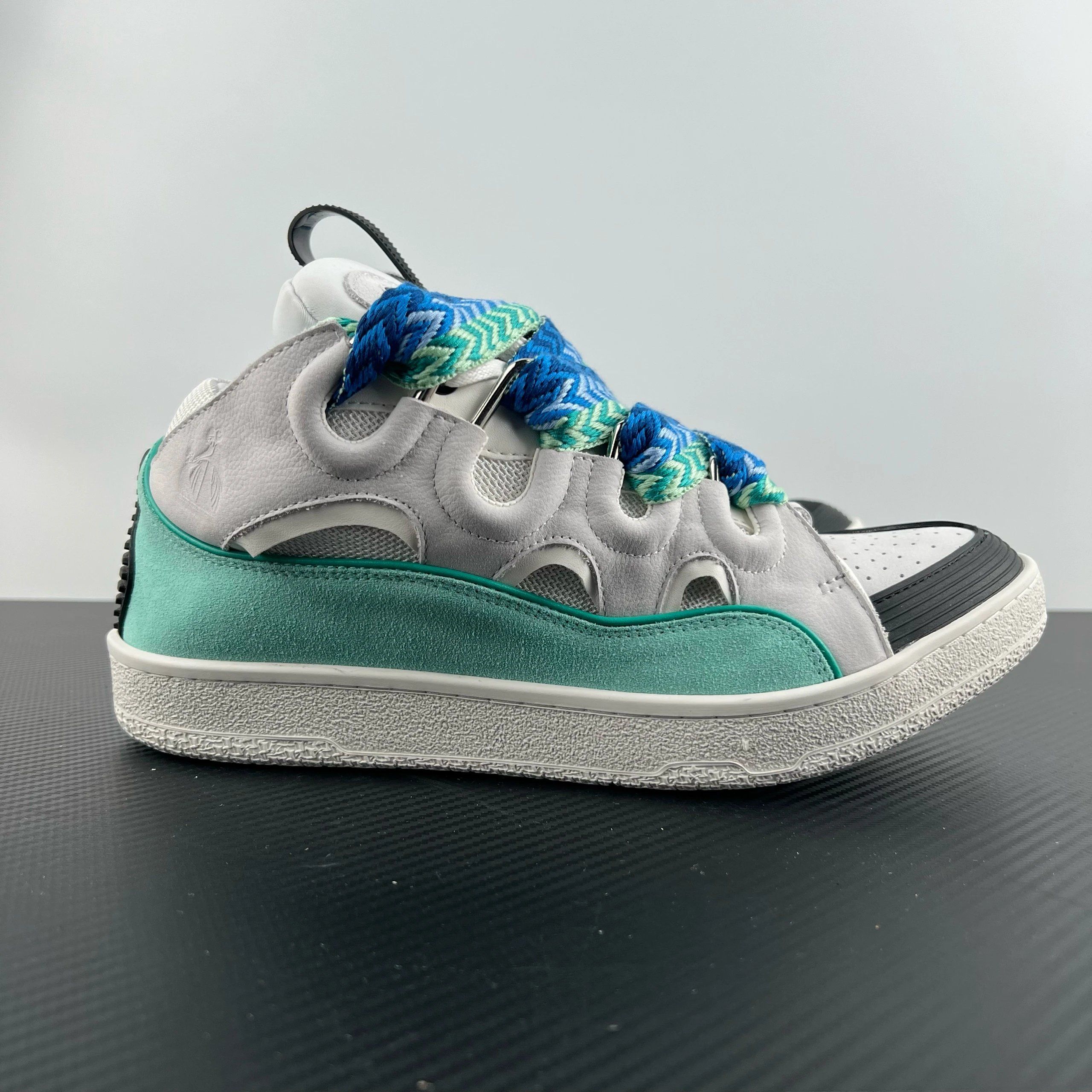 Lanvin Curb Leather Sneakers Gray