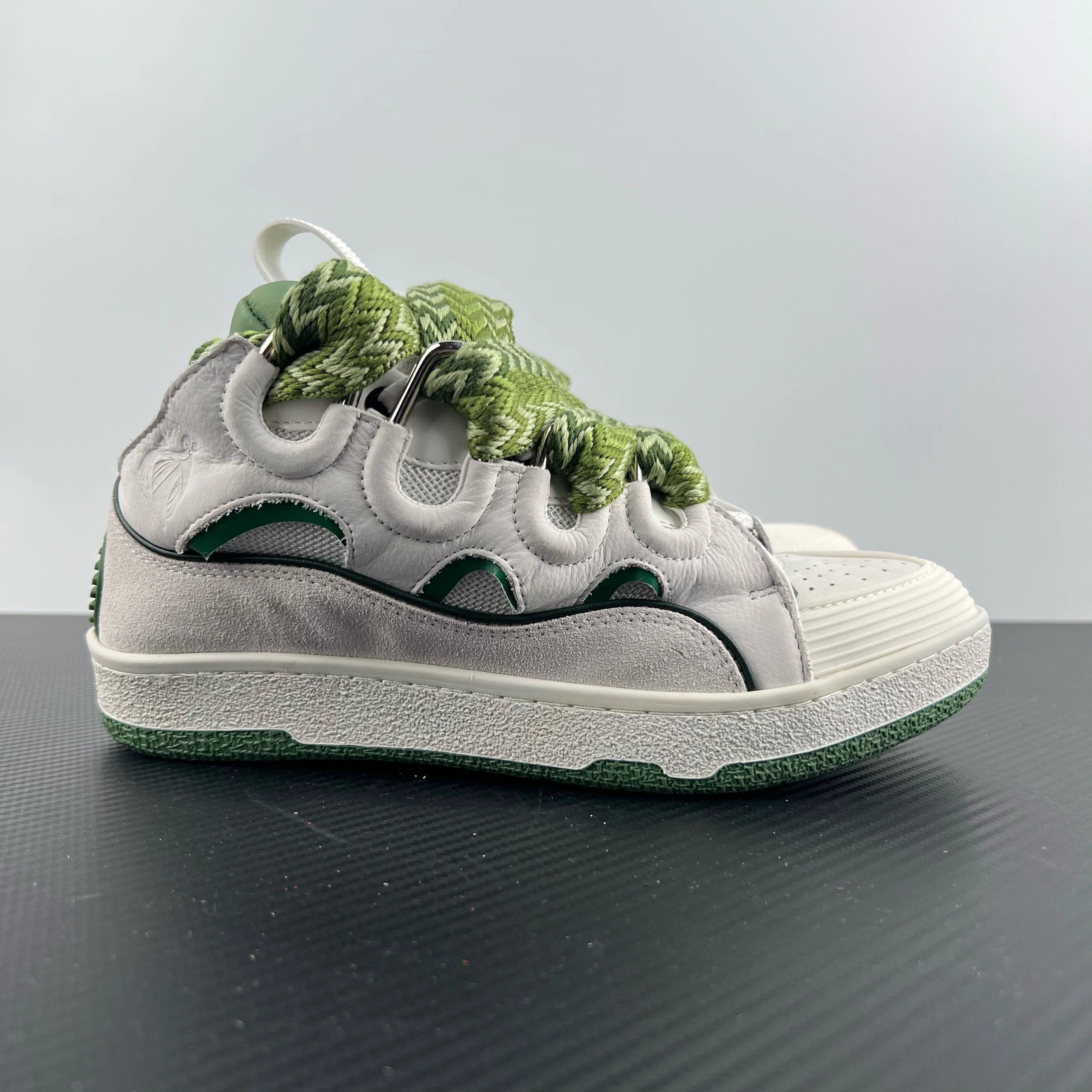 Lanvin Curb Leather Sneakers White