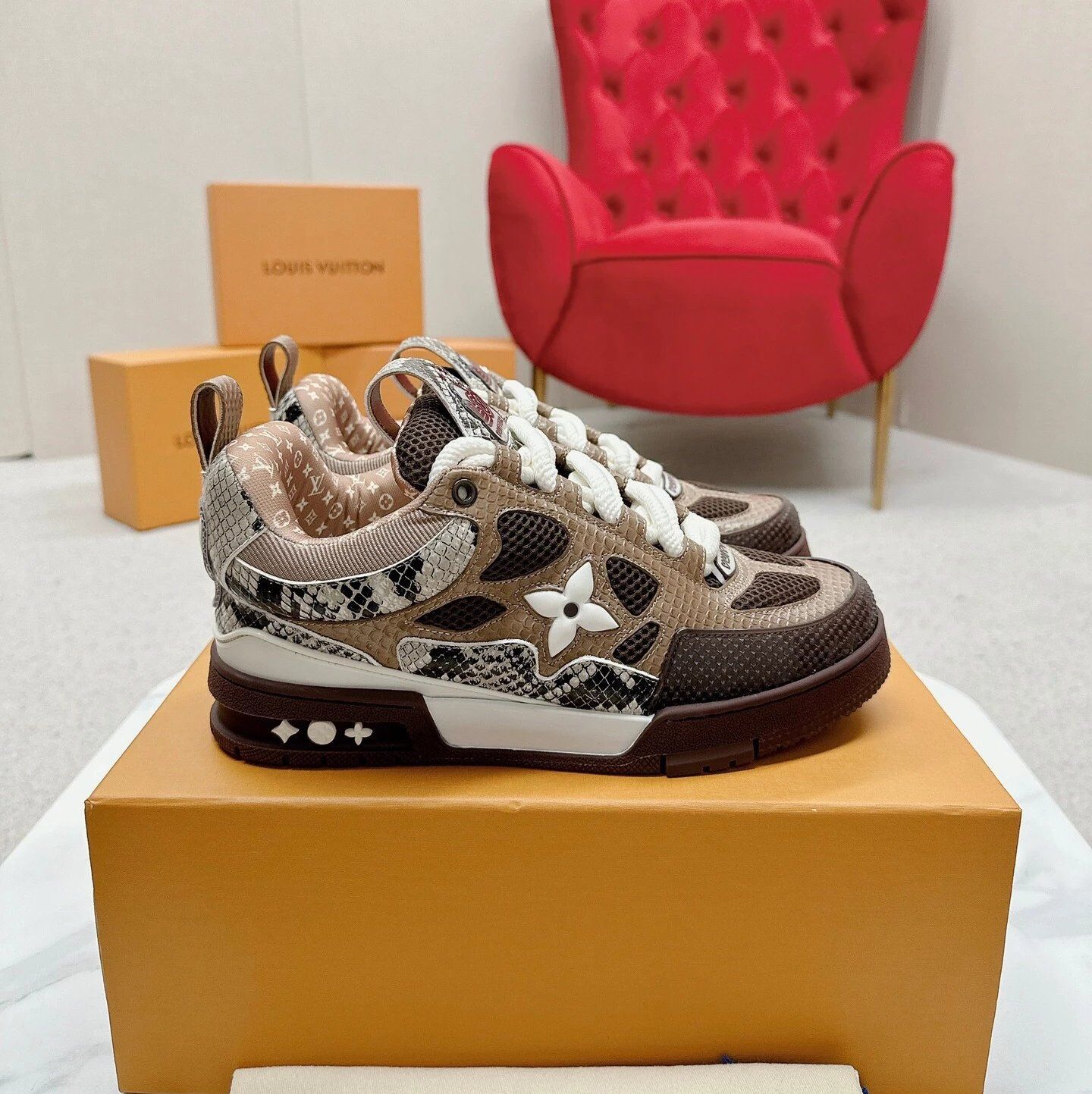 Louis Vuitton LV Trainer Sneaker Beige Shoes