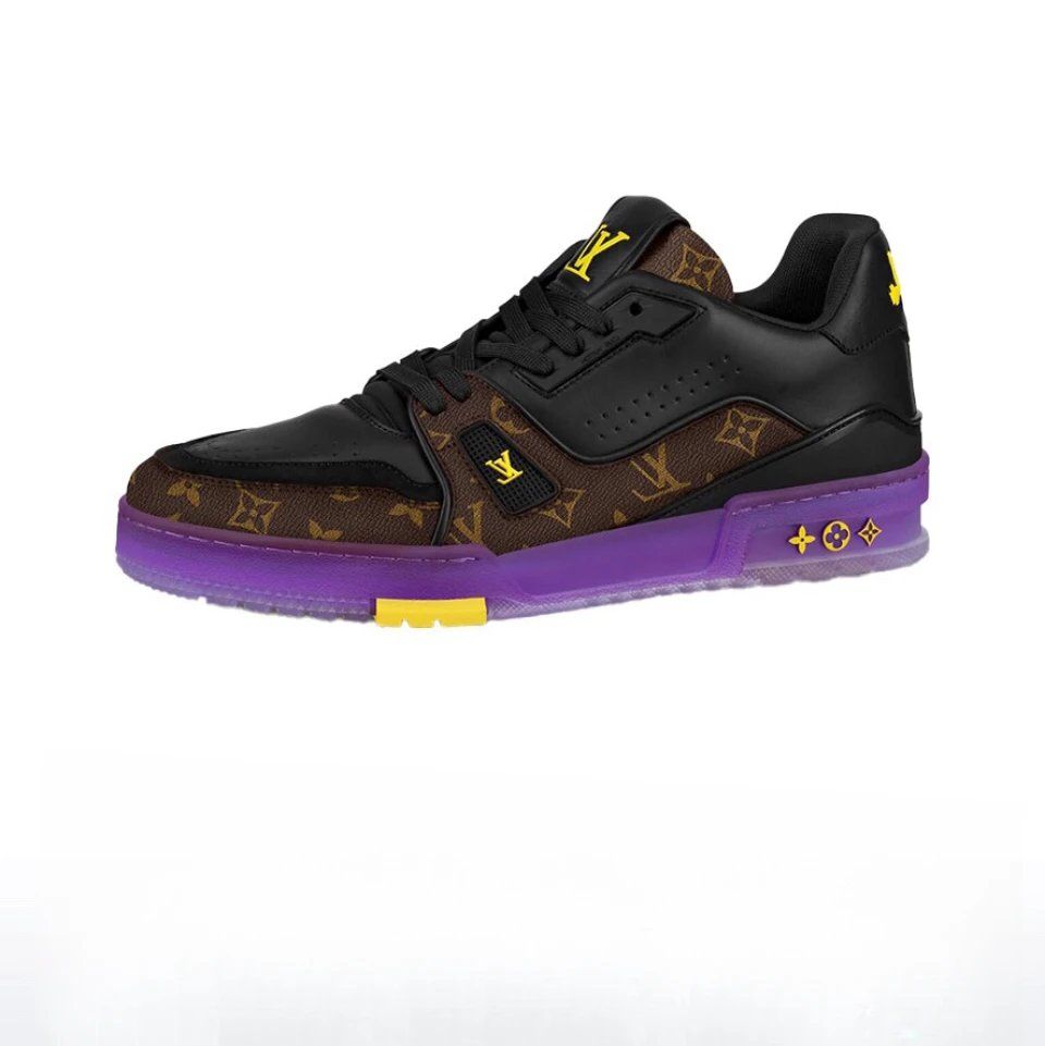 Louis Vuitton LV Trainer Sneaker Black Brown Purple Shoes