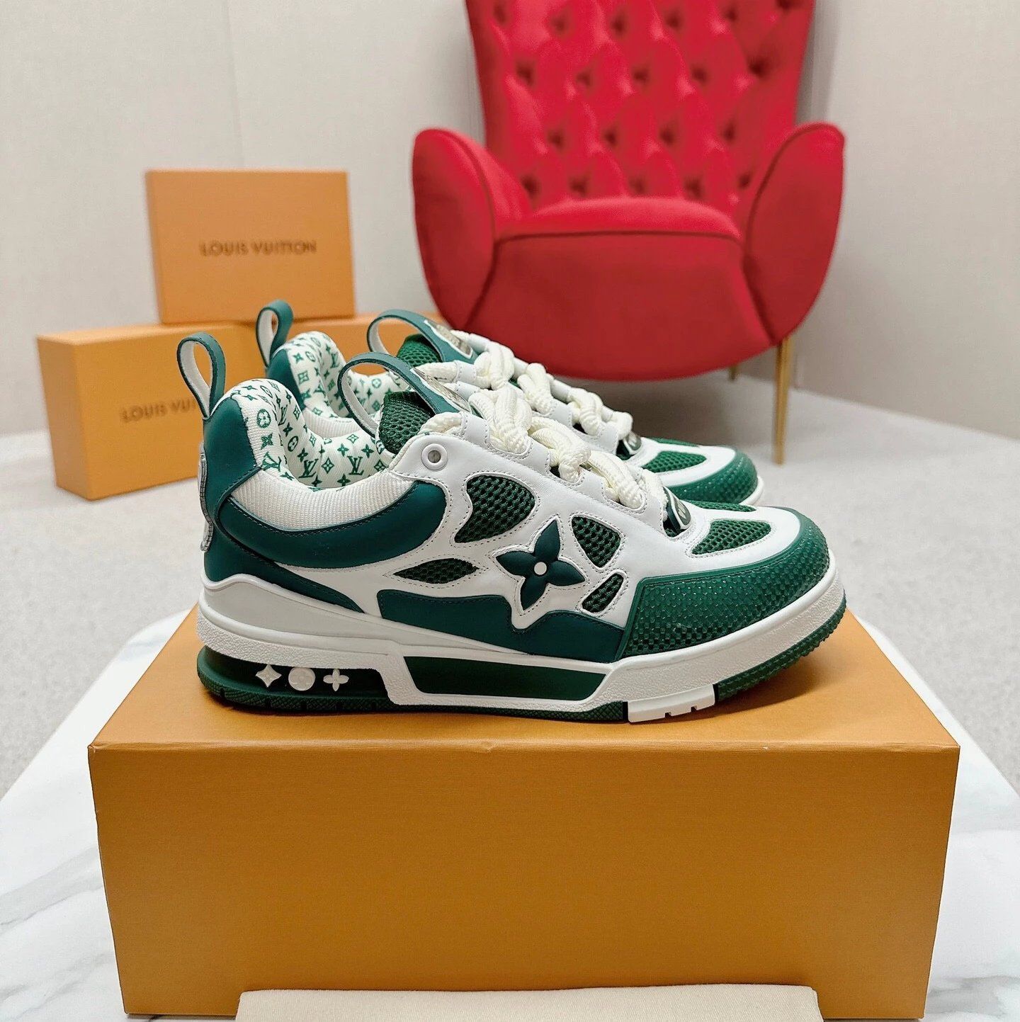 Louis Vuitton LV Trainer Sneaker Green Shoes