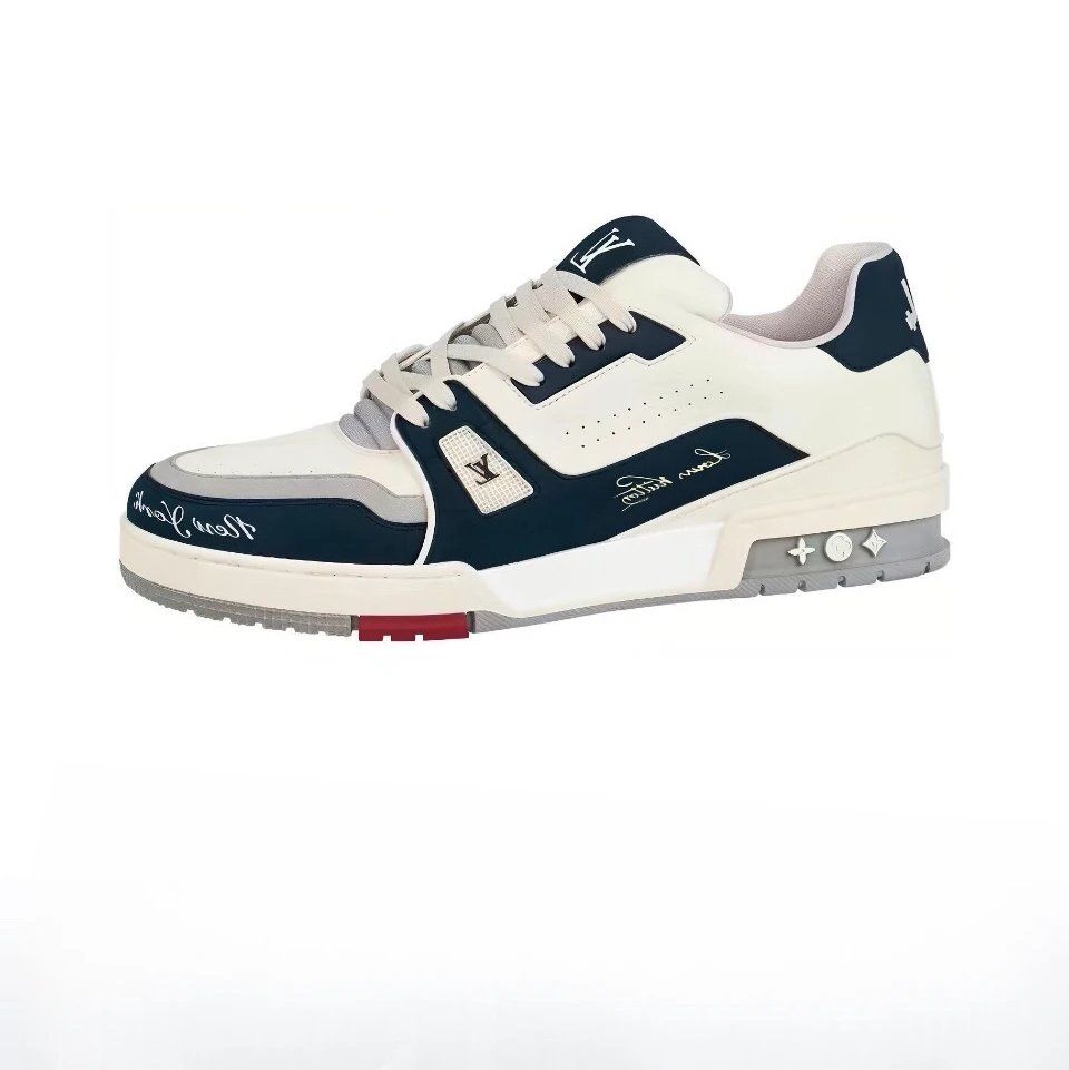Louis Vuitton LV Trainer Sneaker White Navy Blue Shoes