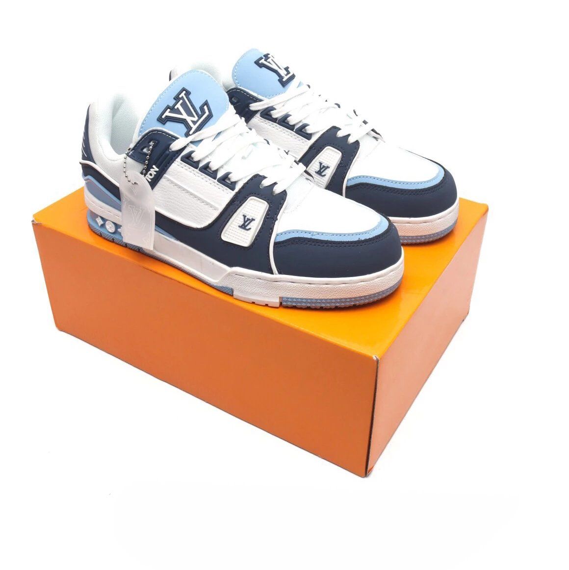 Louis Vuitton LV Trainer Sneaker White Navy Blue Shoes