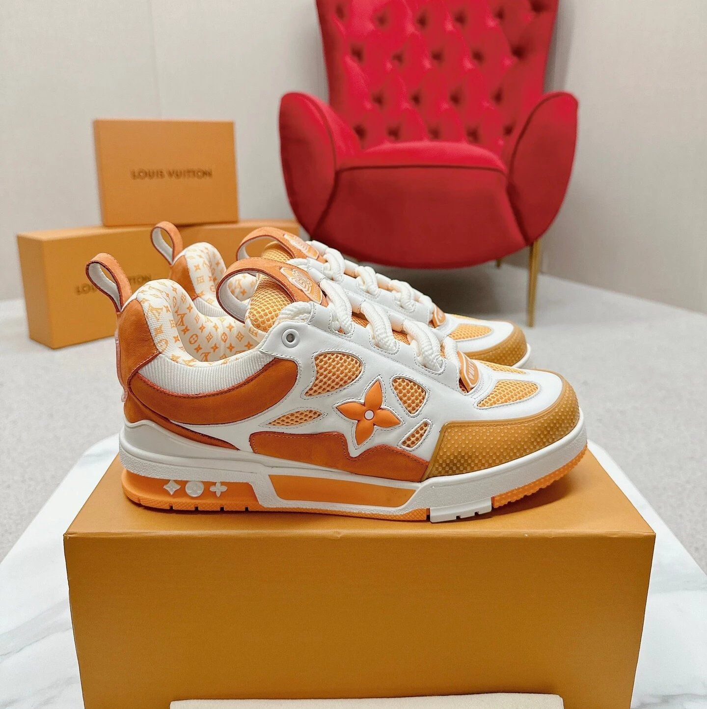 Louis Vuitton Tambour Sneaker Orange Shoes