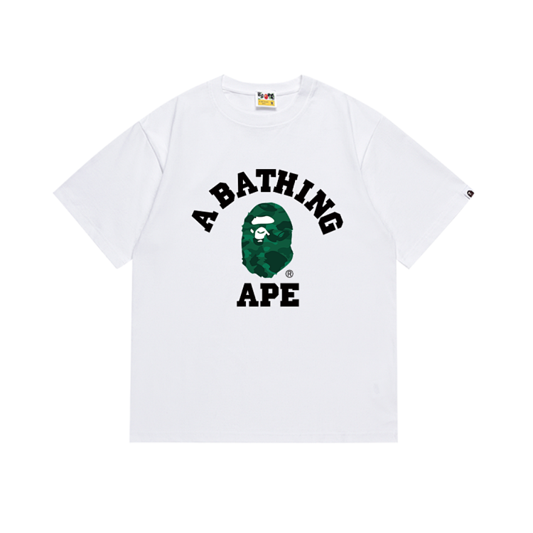 Men's spring and summer honeycomb camouflage ape head letters printed short-sleeved shirts for men