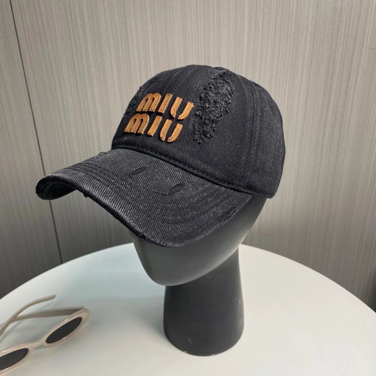 MIU MIU Denim Cap Black Beige