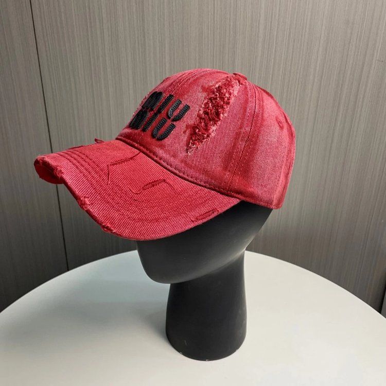 MIUMIU Embossed Baseball Cap Red Matte