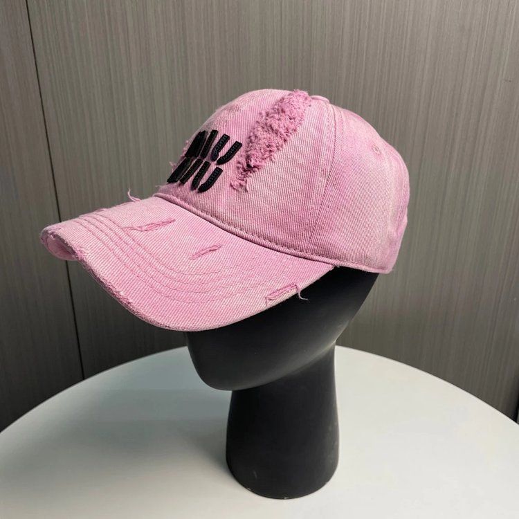 MIUMIU embossed duck tongue cap pink