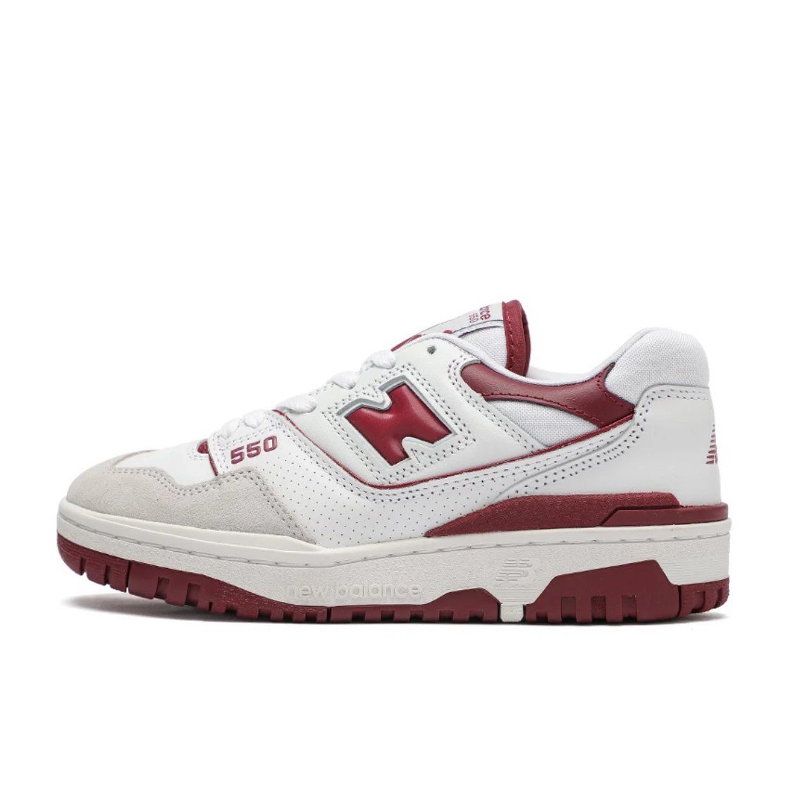 New Balance 550 Sneaker White Maroon Shoes
