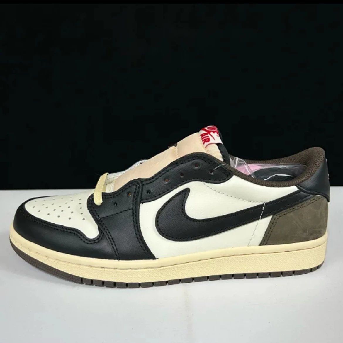 Nike Air Jordan 1 Low White Black Olive Shoes