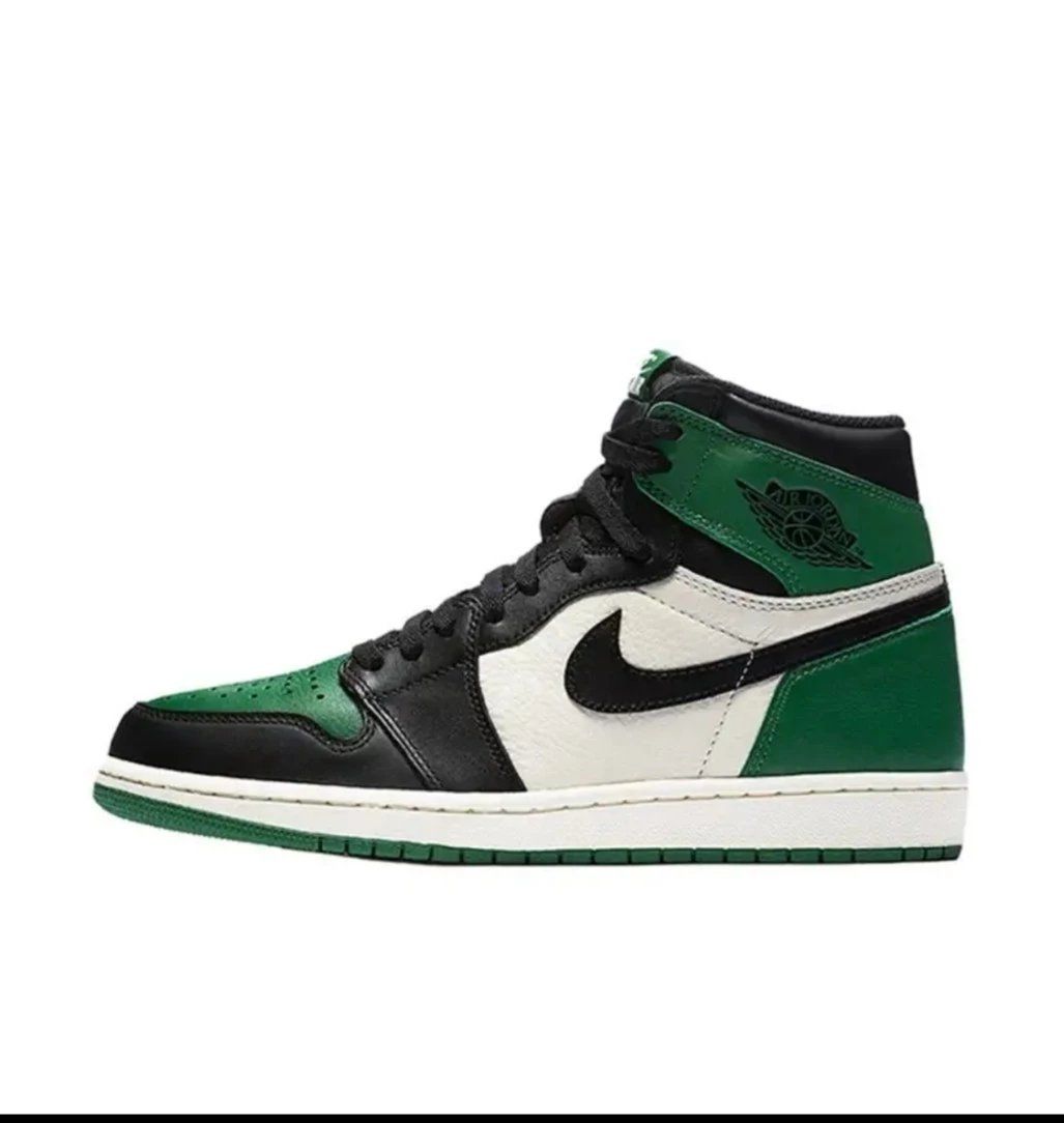 Nike Air Jordan 1 Mid Black White Green Shoes
