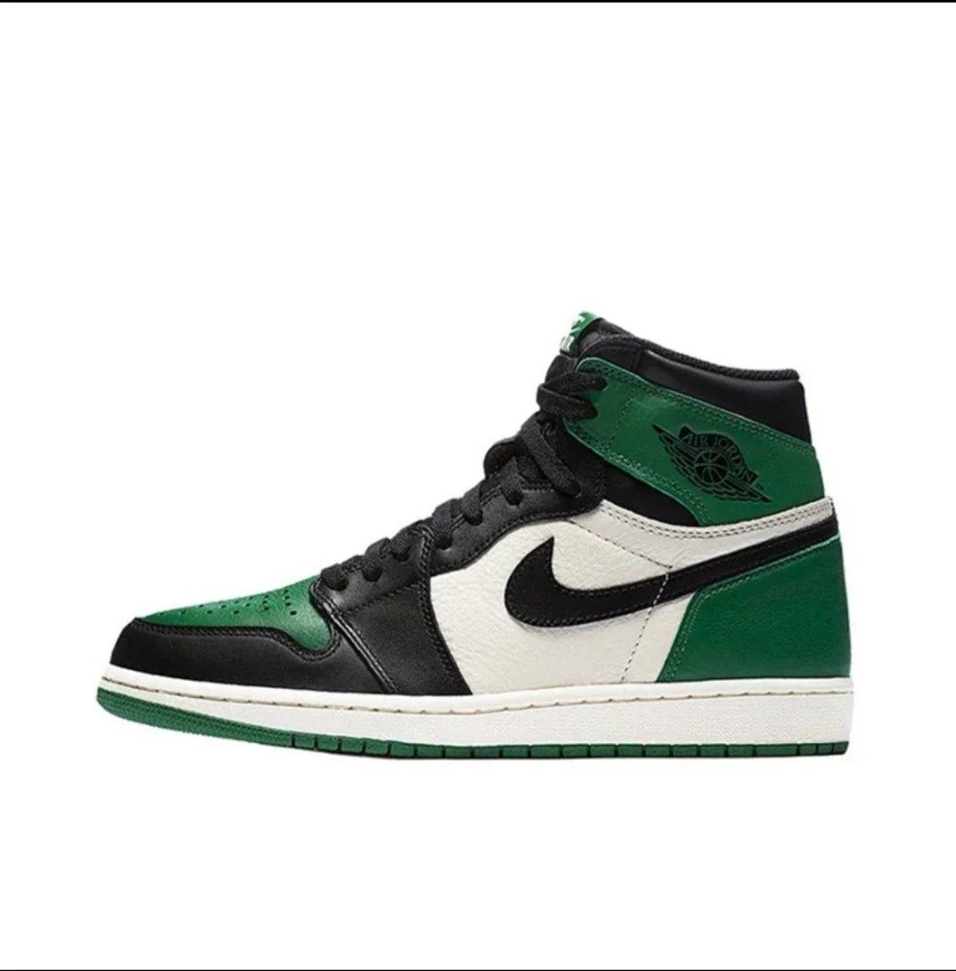 Nike Air Jordan 1 Mid Green Black White Shoes