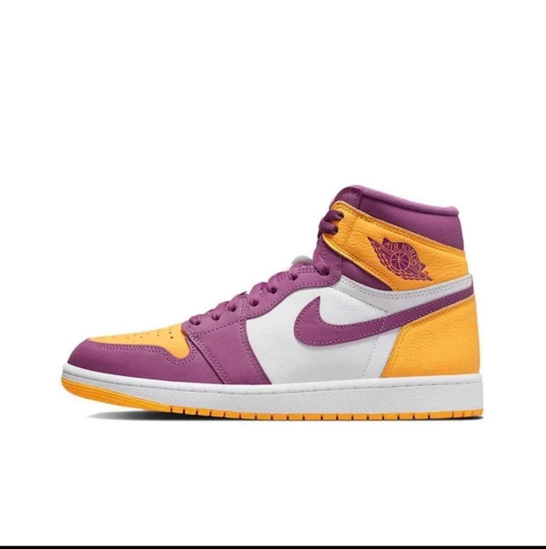 Nike Air Jordan 1 Mid Purple Yellow Shoes