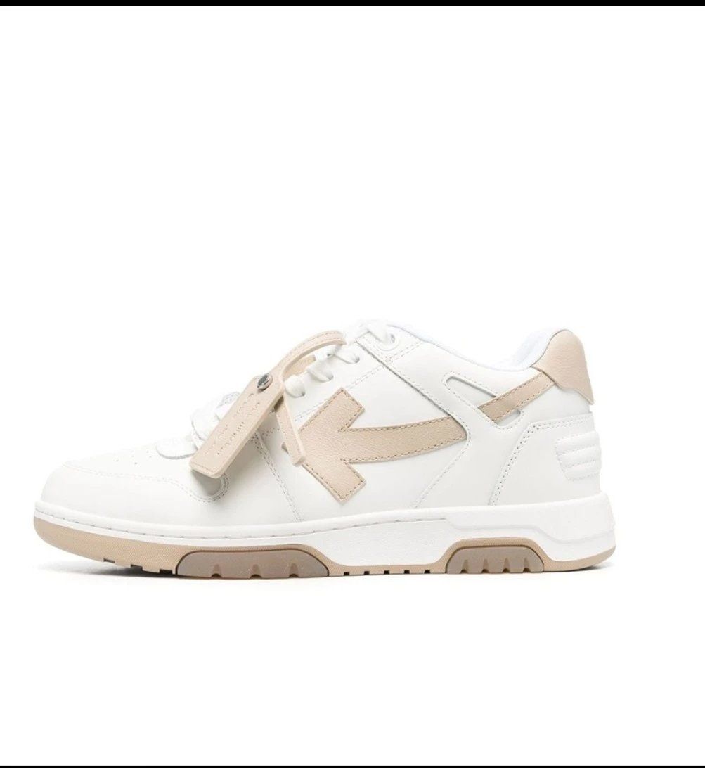 Off-White White Beige Logo Sneakers