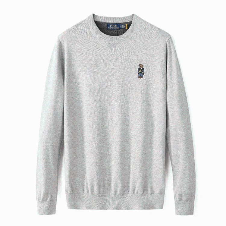 Ralph Lauren Men's Long Sleeve Wool Sweater Paul Bear Knit Sweater