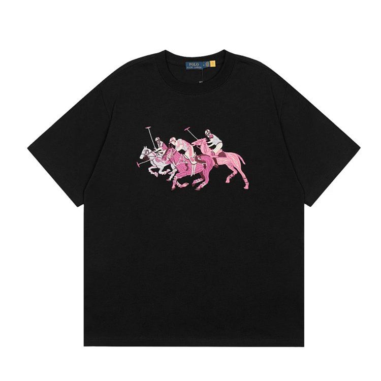 Ralph Lauren New Heavy Embroidery Men's and Women's Couple Short Sleeves