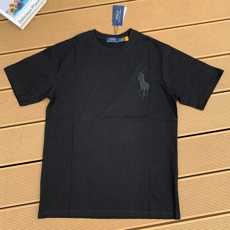 Ralph Lauren Solid Color Pony Embroidered Label Round Neck Short Sleeve Shirt