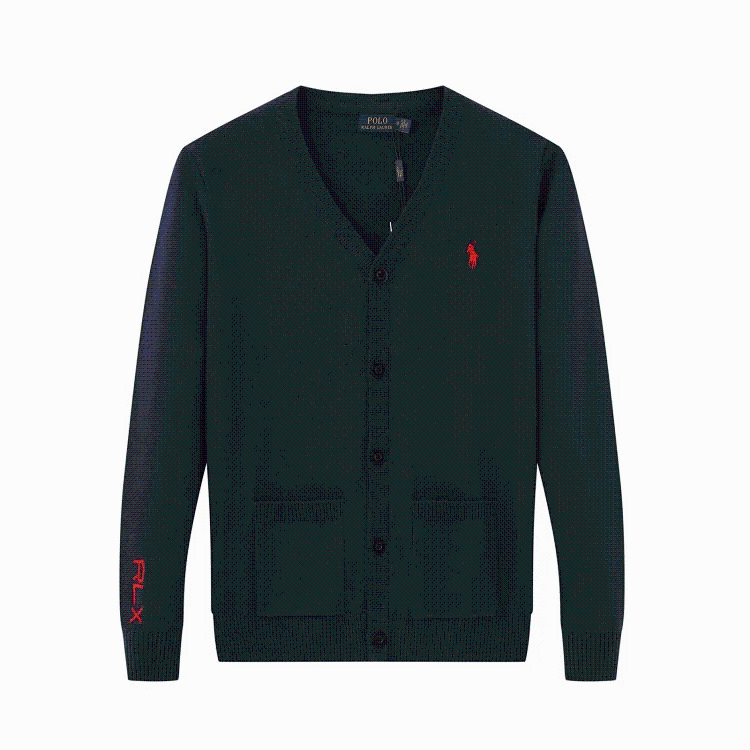 Ralph Lauren Solid Color Slim Fit Medium Thick Knit Cardigan for Men