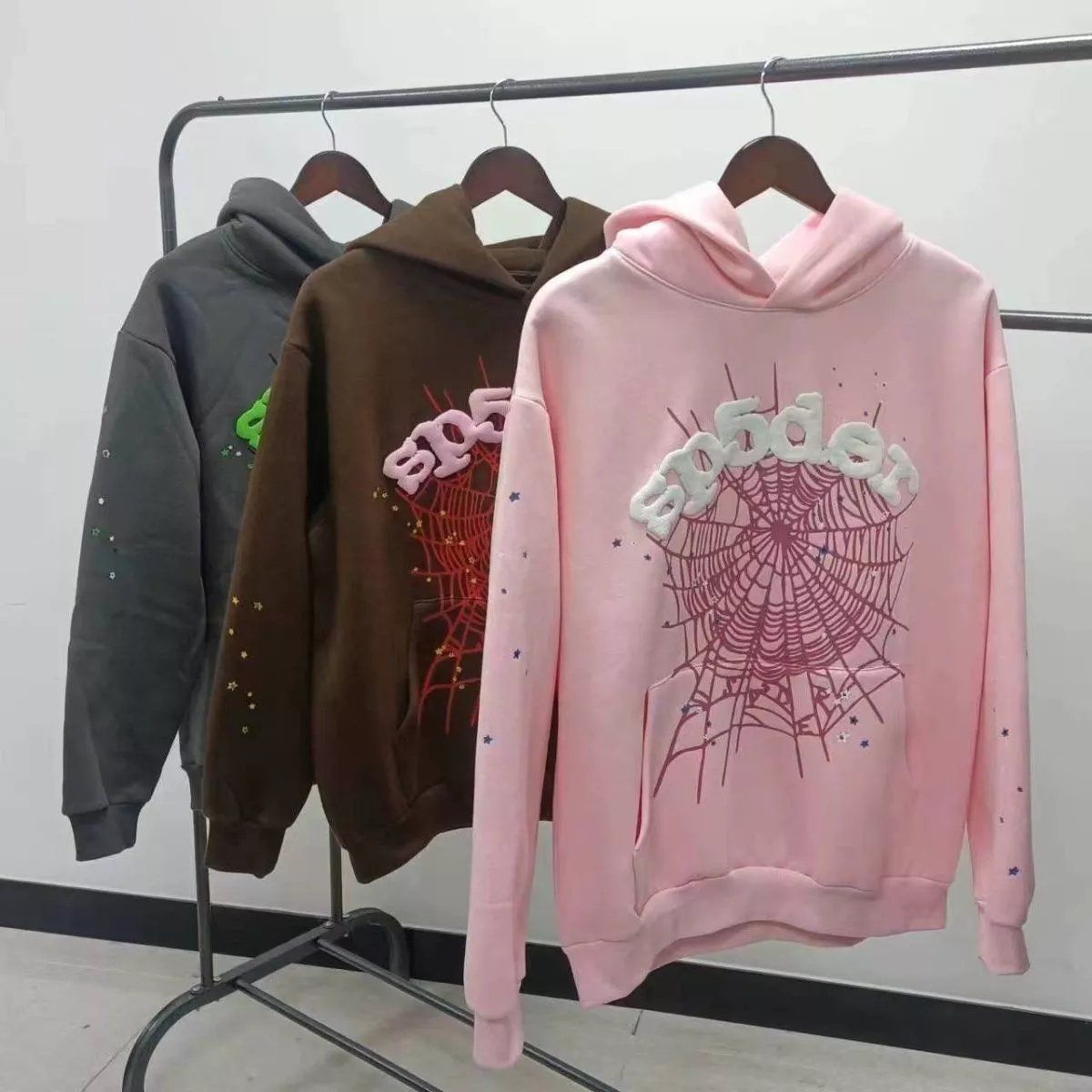 SP5DER Spider Web Men's and Women's Couple Hooded Sweatshirt