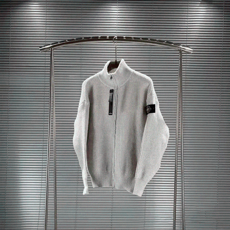 Stone Island Heavyweight Solid Color Sweater Knit Cardigan