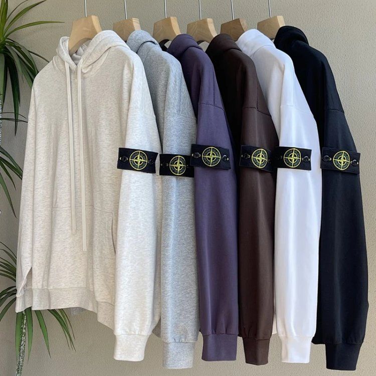 Stone Island Logo Hoodie Cream Hoodies
