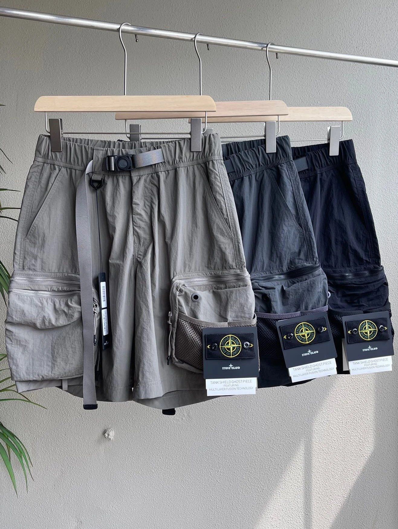 Stone Island Tank Shield Ghostpiece Shorts Grey Pants
