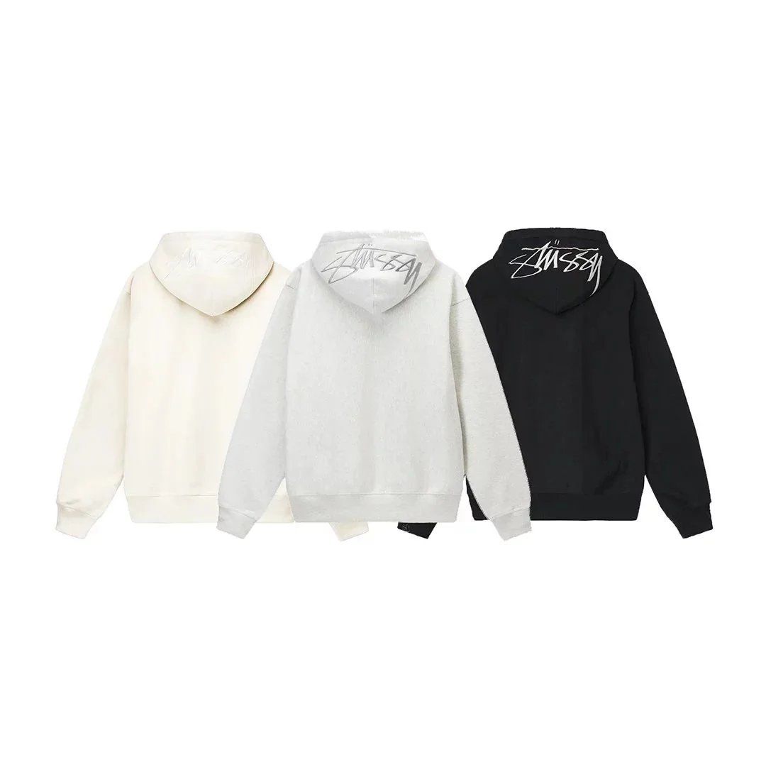 STUSSY BACKAPPLIQUEHOODIE Stussy monogrammed embroidered pullover padded hooded sweatshirt