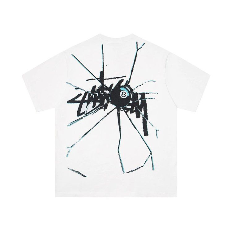Stussy broken black pattern letters round neck pullover couple short sleeve shirt men and women with the same tide
