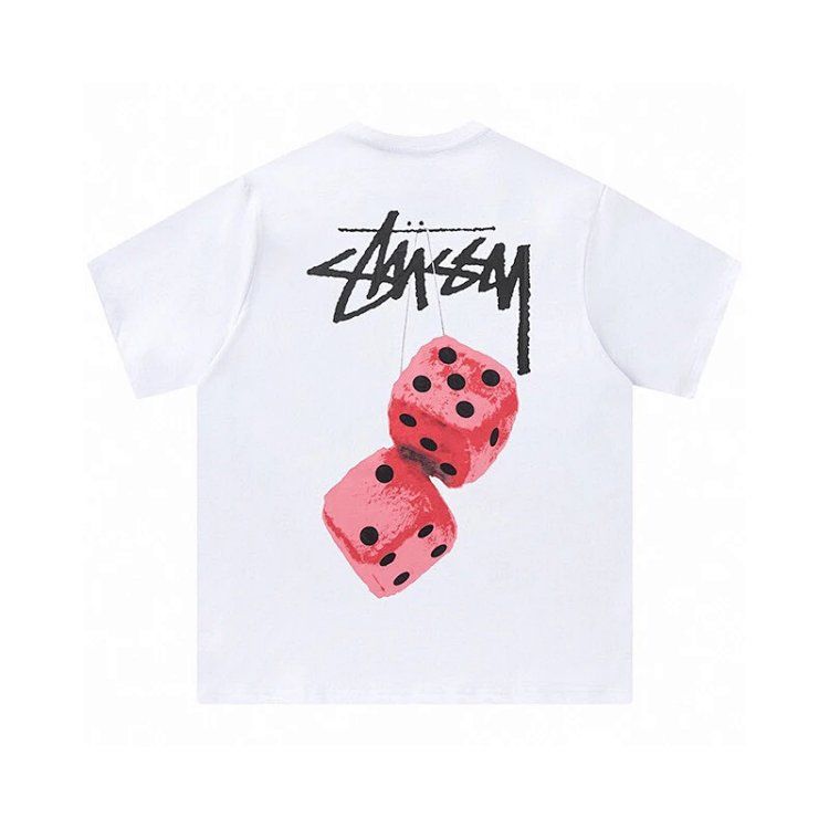Stussy new loose fit short sleeve shirt series colorful furry dice