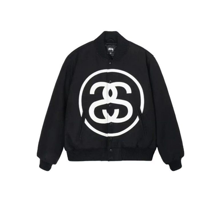 Stussy Spoof Little Chanel Double S Embroidered Baseball Jersey Cotton Jacket