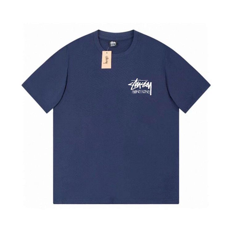 Stussy summer new Hong Kong limited printing short-sleeved shirt bottoming shirt men and women couples with models